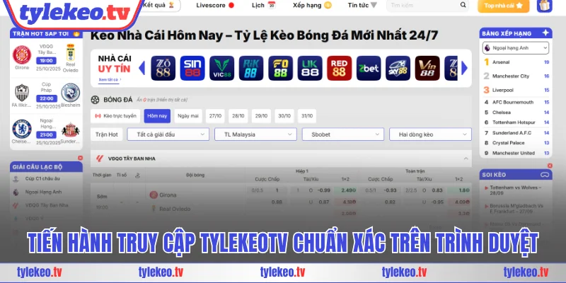 Tiến hành truy cập tylekeotv chuẩn xác trên trình duyệt